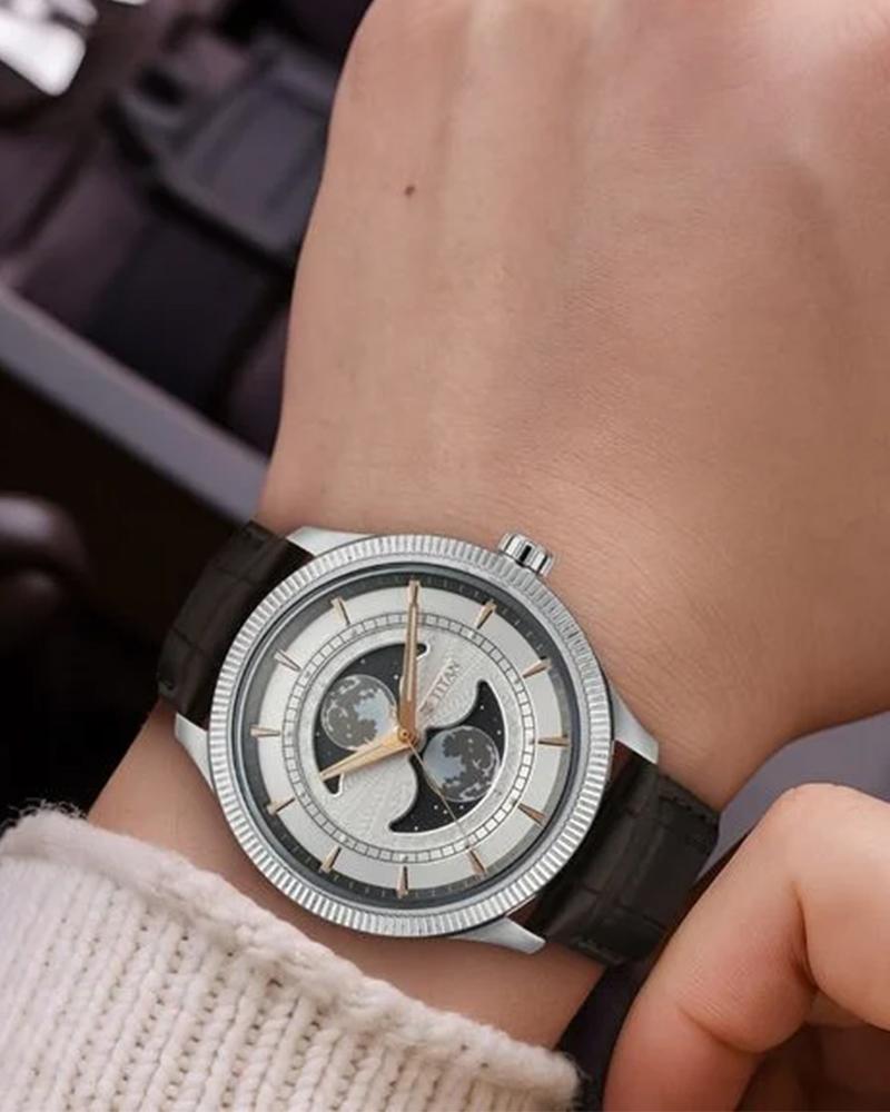 Titan Men Stellar Silver Analog Watch SKU-ID 10050SL01 | Helios