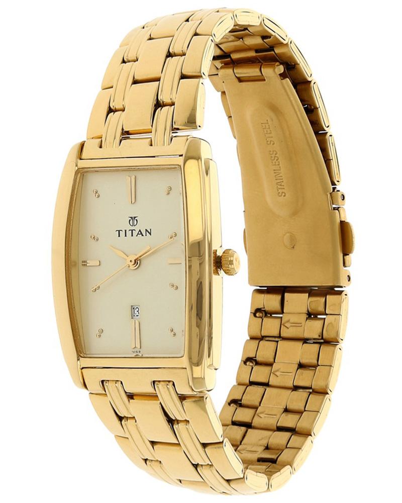 Titan Men ASTRON Golden Analog Watch SKU-ID 1163YM02 Helios The
