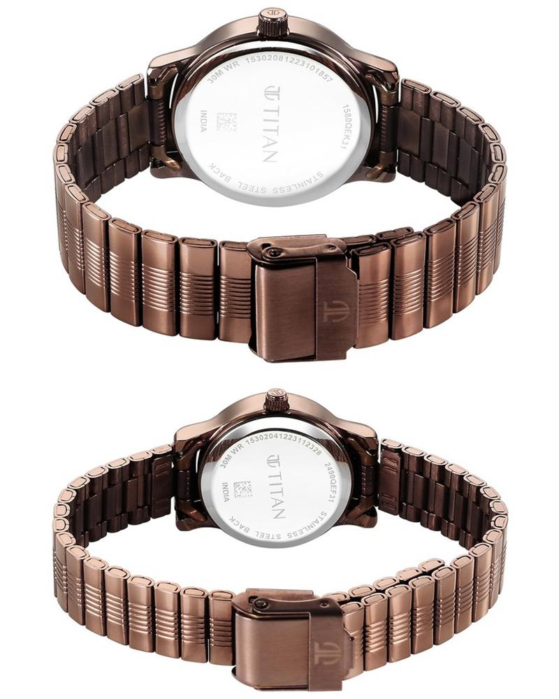 Titan Quartz Titan Couple Watch Offer Titan Couple Round Rose Gold