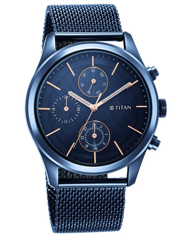 Titan Men Round Blue Watches