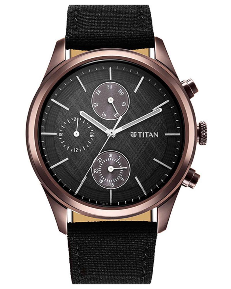 Titan Men Round Black Watches