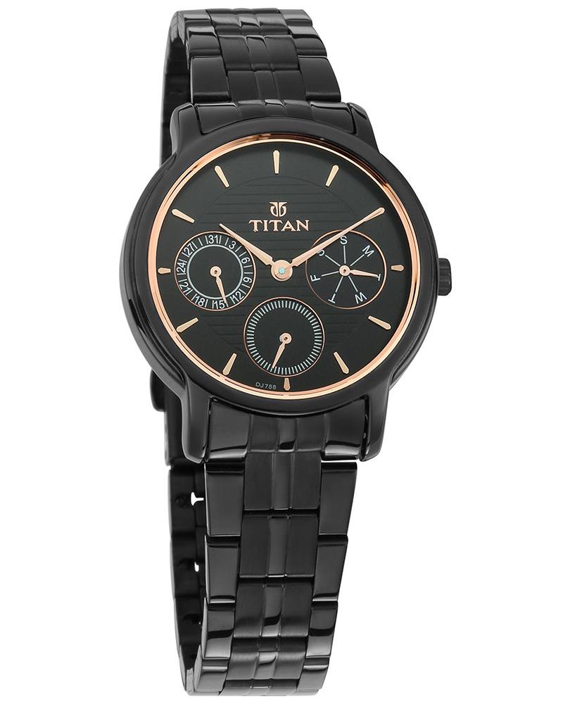 Buy Online Titan Women Round Black Watches 2589nm01 at Best Price Helios Store