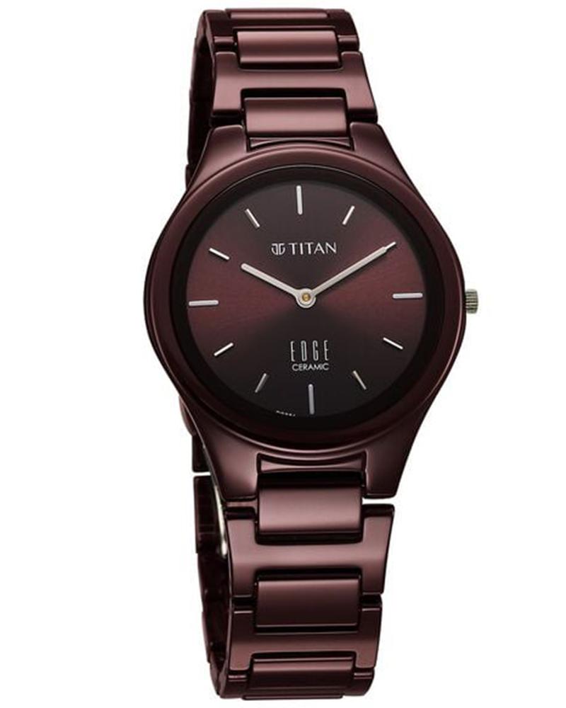 Edge Women Edge ceramic wine Round Maroon Watches