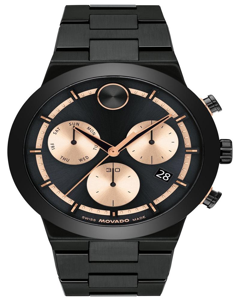 Movado Men Bold Round Black Watches