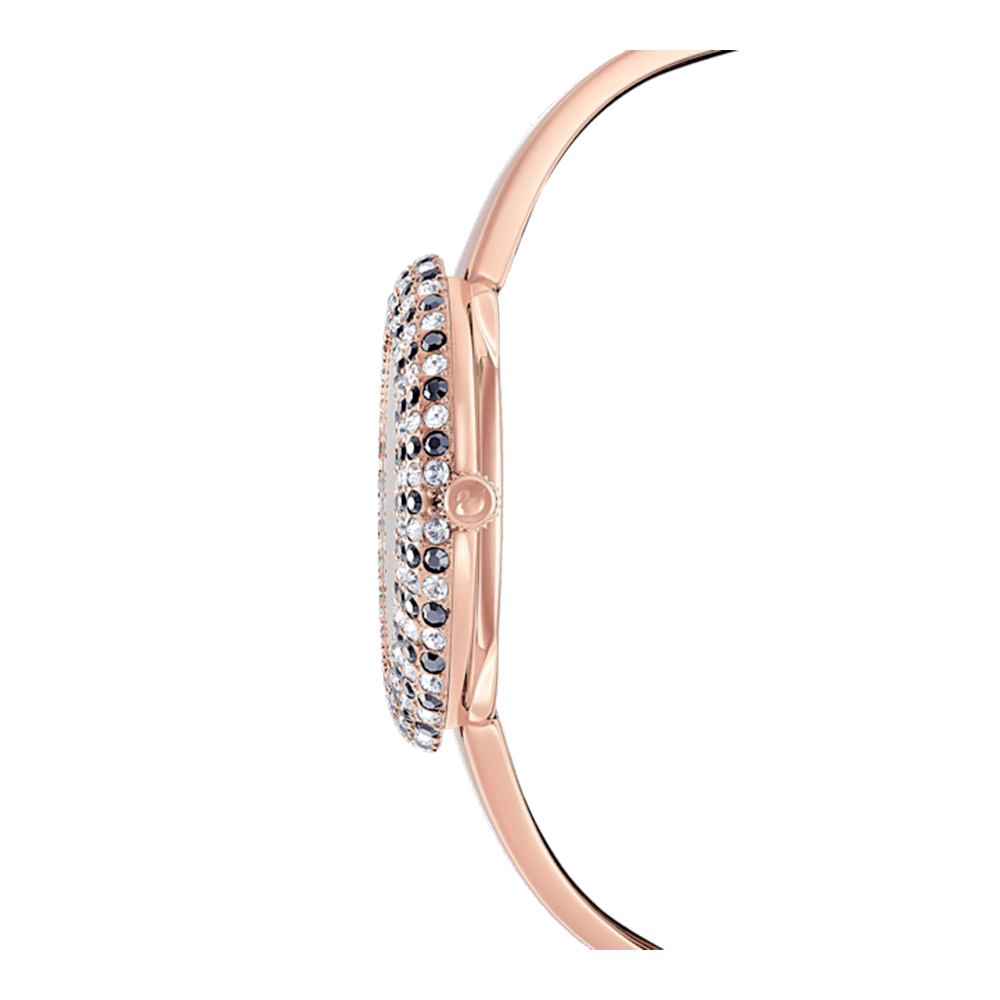 【良品】スワロフスキー Crystal Rose 5484050 箱保付き腕時計 Swarovski Crystal Rose Black Dial Rose Gold Steel Strap Watch for