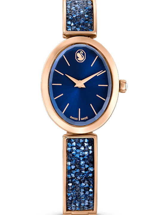 SWAROVSKI 腕時計 ゴールド ブラック Crystal Rock oval watch, Swiss Made, Crystal bracelet, Gray