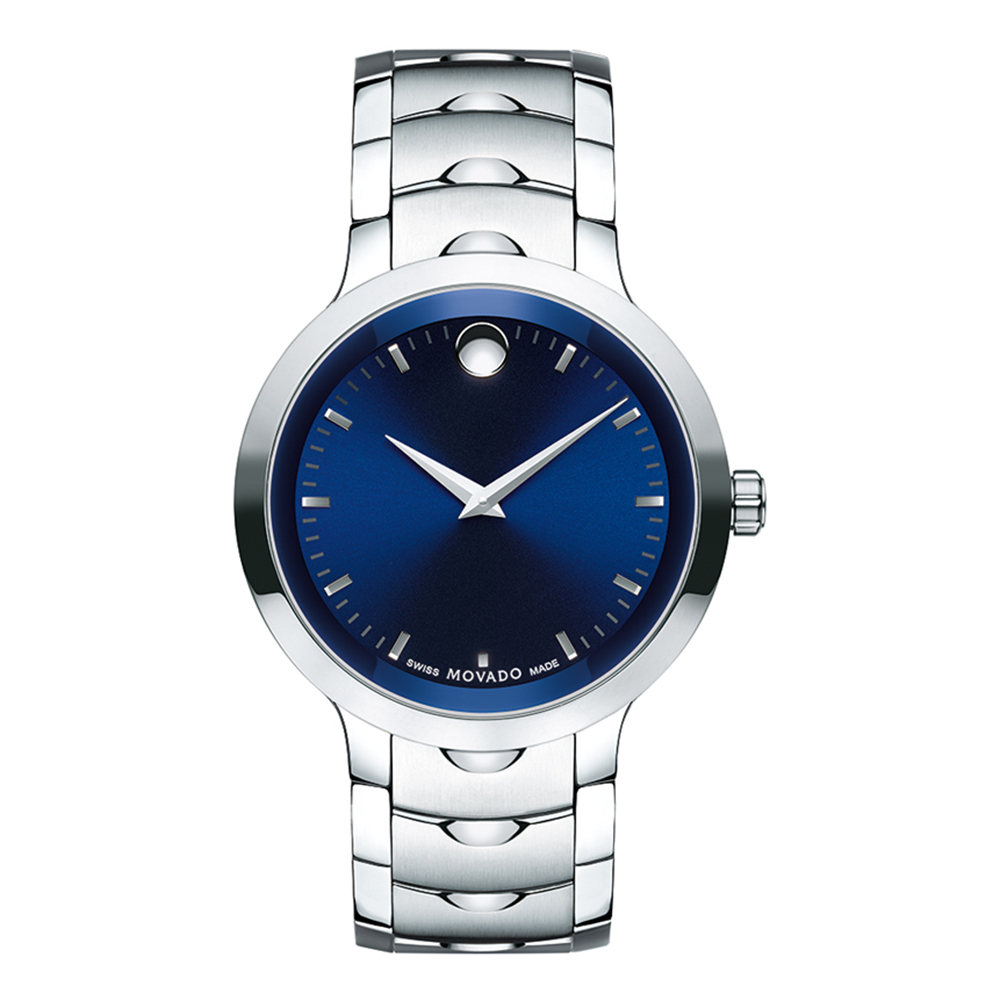 Buy Movado LUNO Round Quartz Blue Dial Men Watch 607042 Helios Watch Store