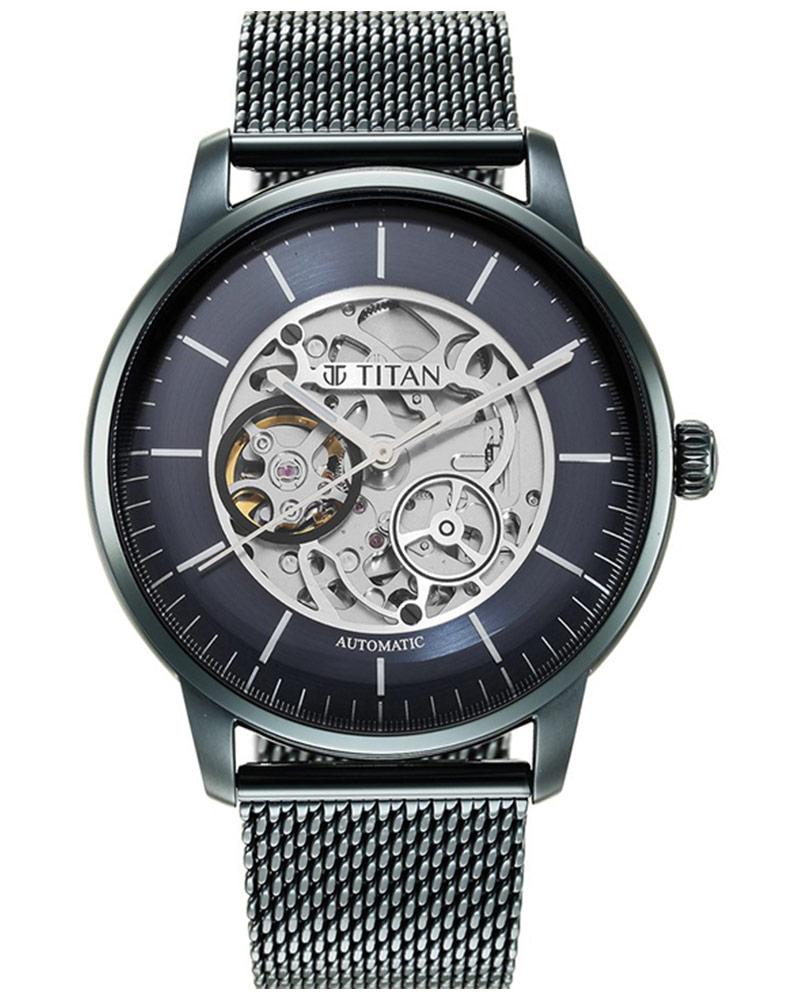 Titan Men MECHANICAL Blue Analog Watch SKU-ID 90110QM01 Helios