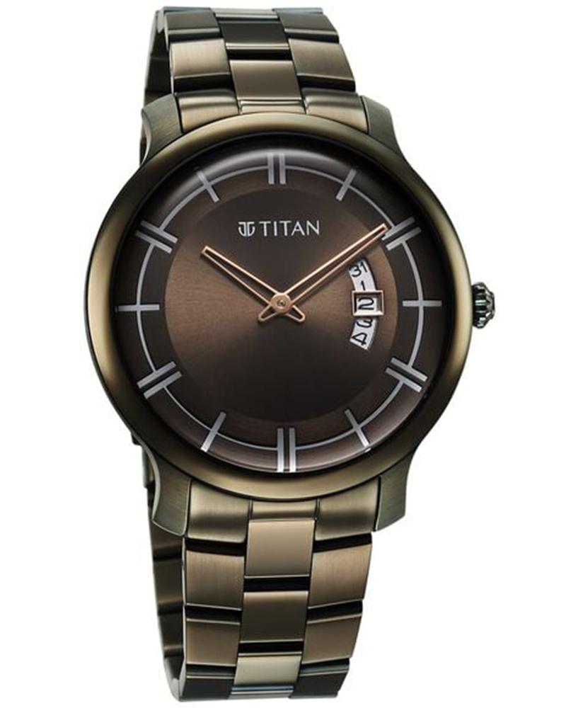 Titan Men CLASIQUE SLIM Olive Green Analog Watch SKU-ID 90170QM03