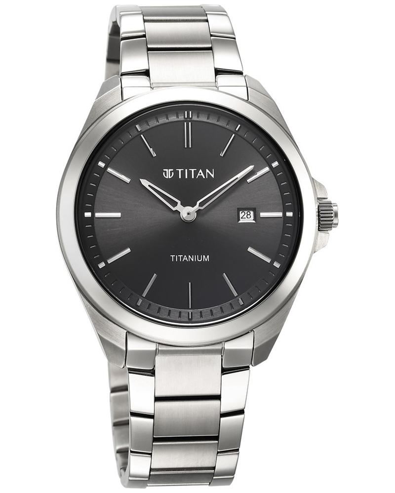 Titan Men TITANIUM Black Analog Watch SKU-ID 90177TM03 Helios