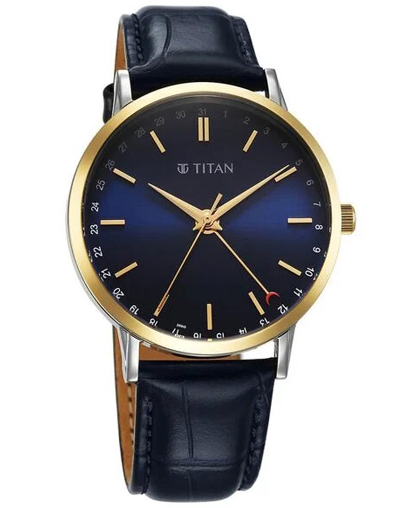 Titan Men Elegance Blue Analog with Date Watch SKU-ID 90202BL01