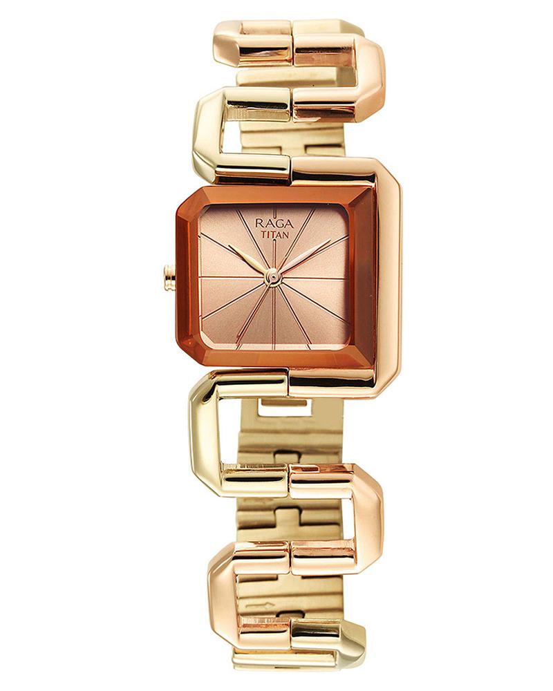 Rose Gold Titan Watch Square Shape Titan Ceramic Fusion Automatic