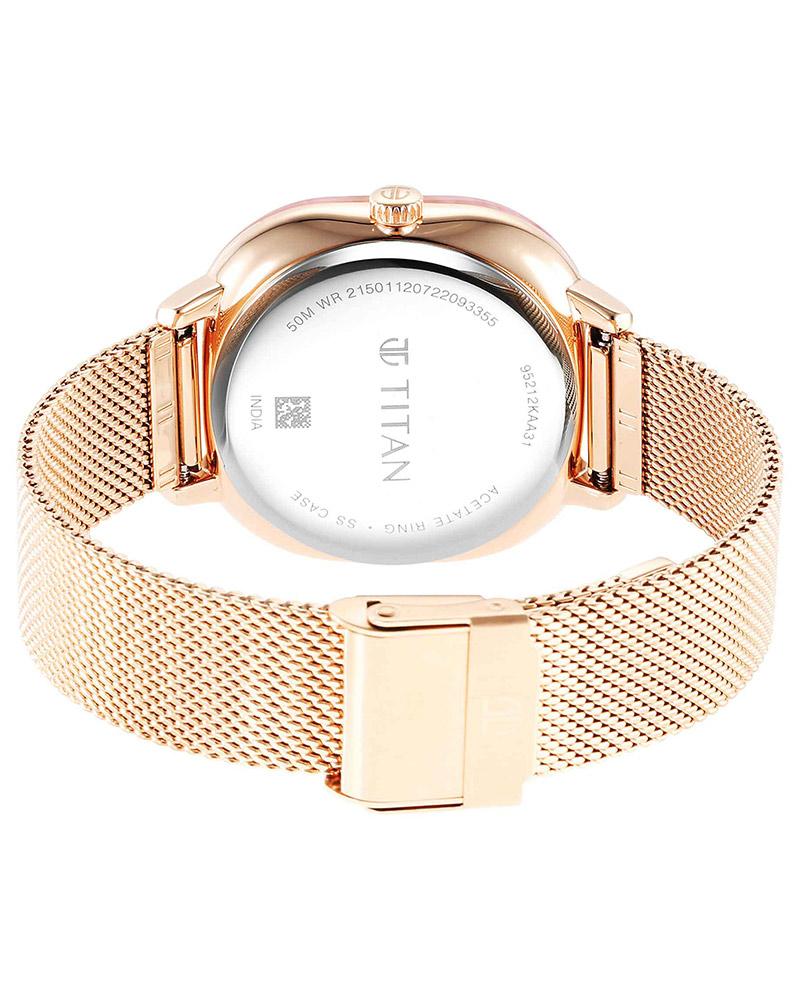 Titan Women Glitz Round Rose Gold Watches