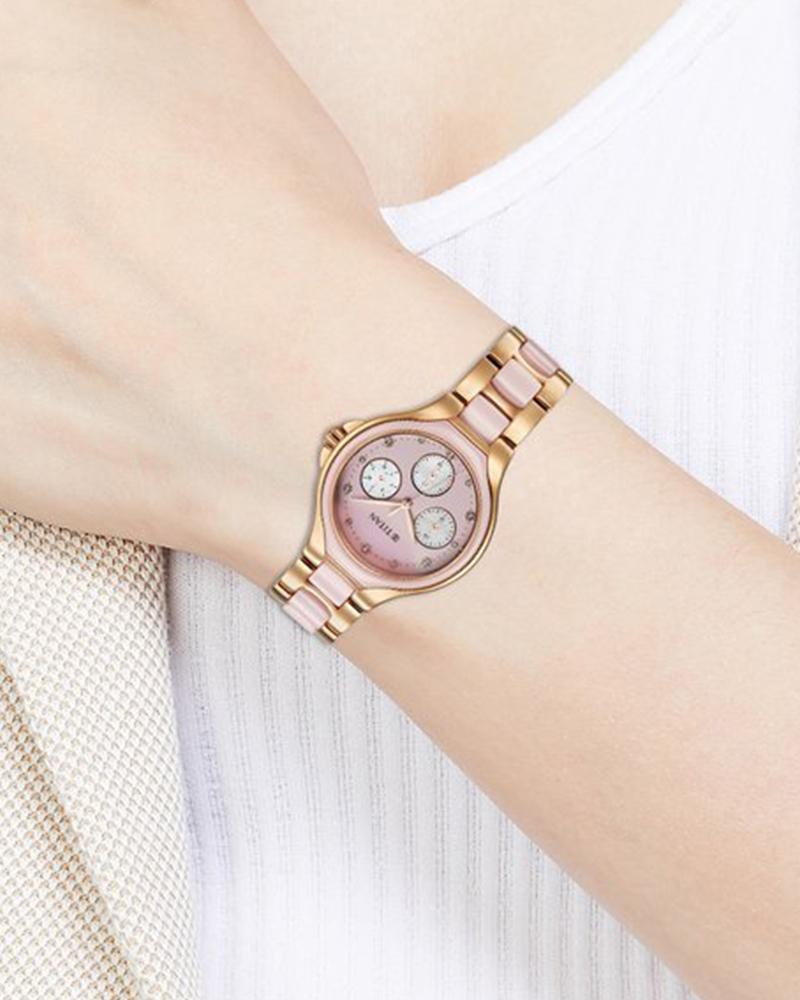 Titan Women Glamour Round Mother of pearl Watches