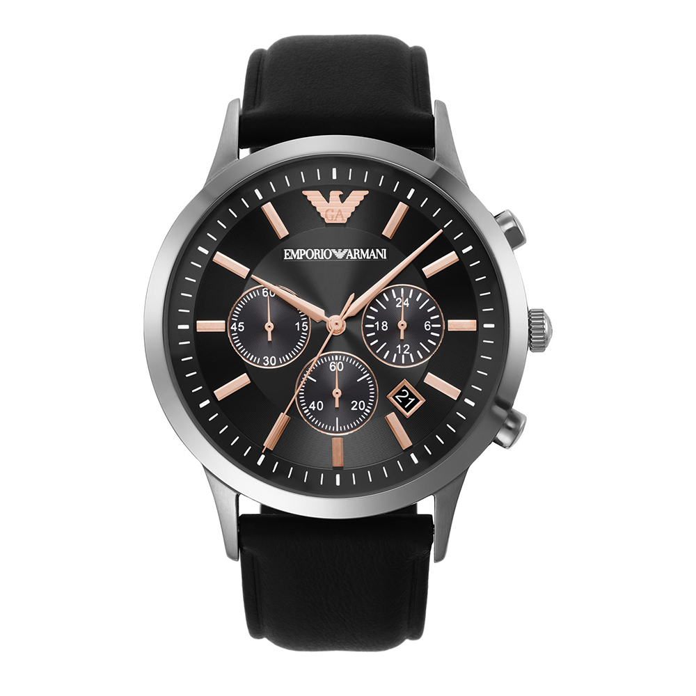 Emporio Armani Men Round Black Watches