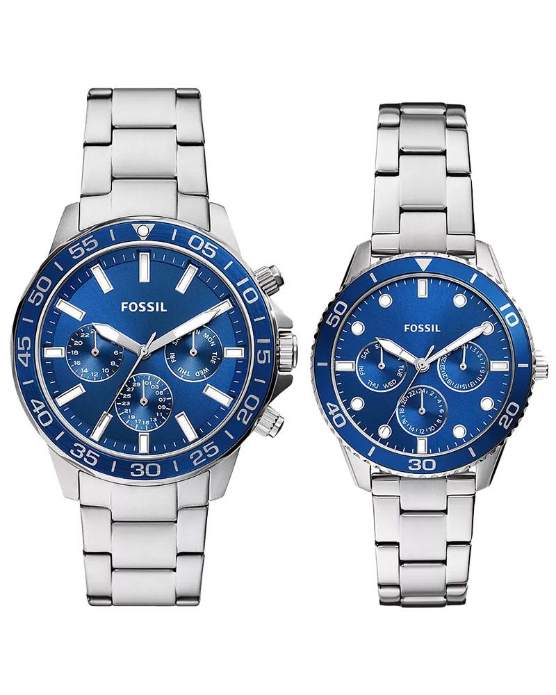 Fossil Couple BANNON Blue Chronograph Watch SKU-ID BQ2828SET