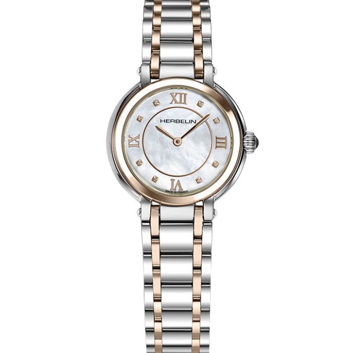 Herbelin Women Galet Round Mother of pearl Watches