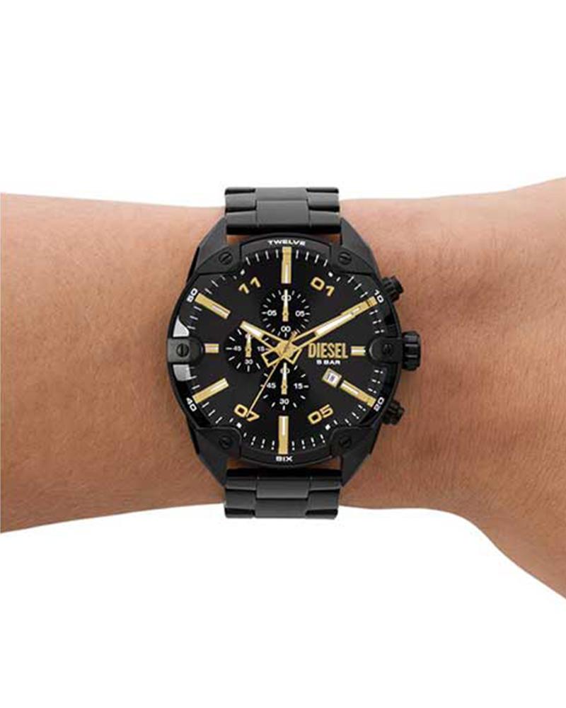 Diesel Men SPIKED Black Chronograph Watch SKU-ID DZ4644 | Helios
