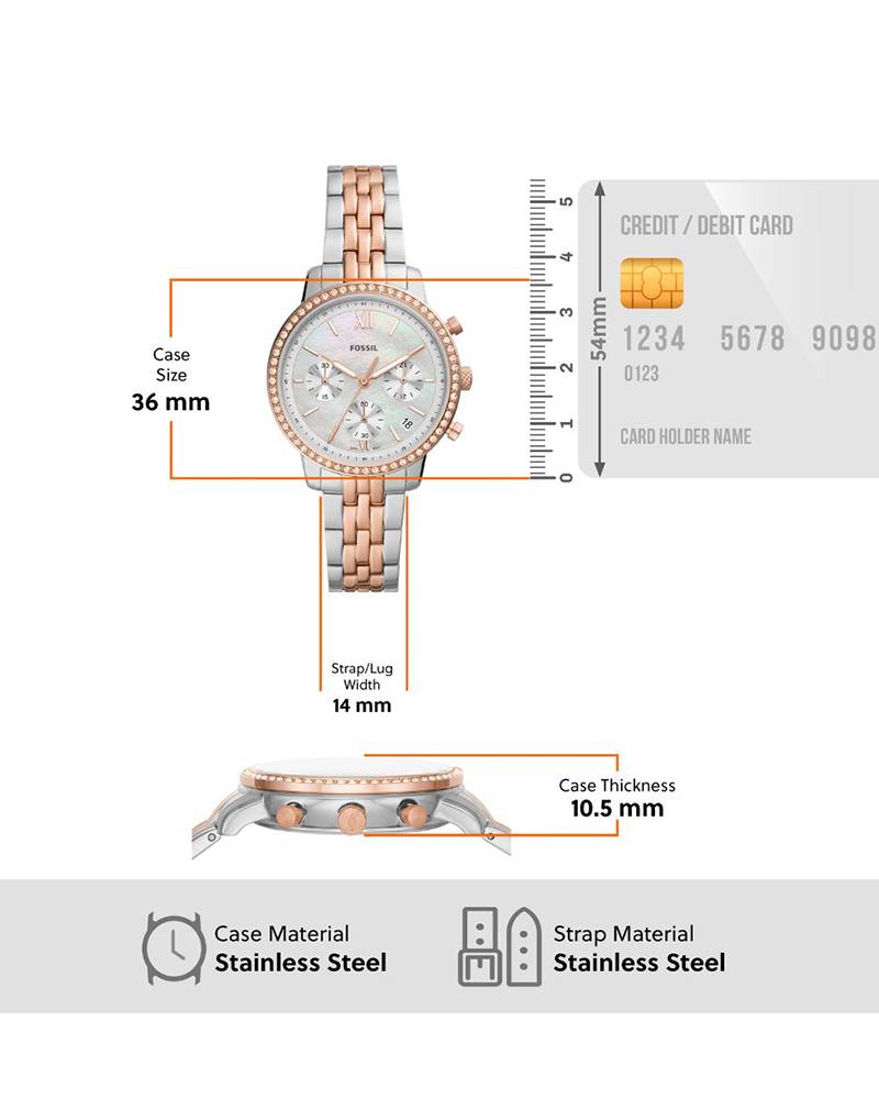 Fossil Women NEUTRA White Mother of Pearl Chronograph Watch SKU-ID