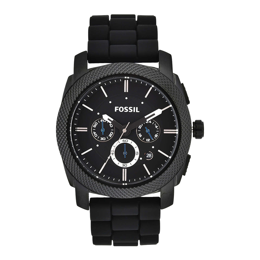 Fossil Men MACHINE Black Chronograph Watch SKU-ID FS4487 Helios