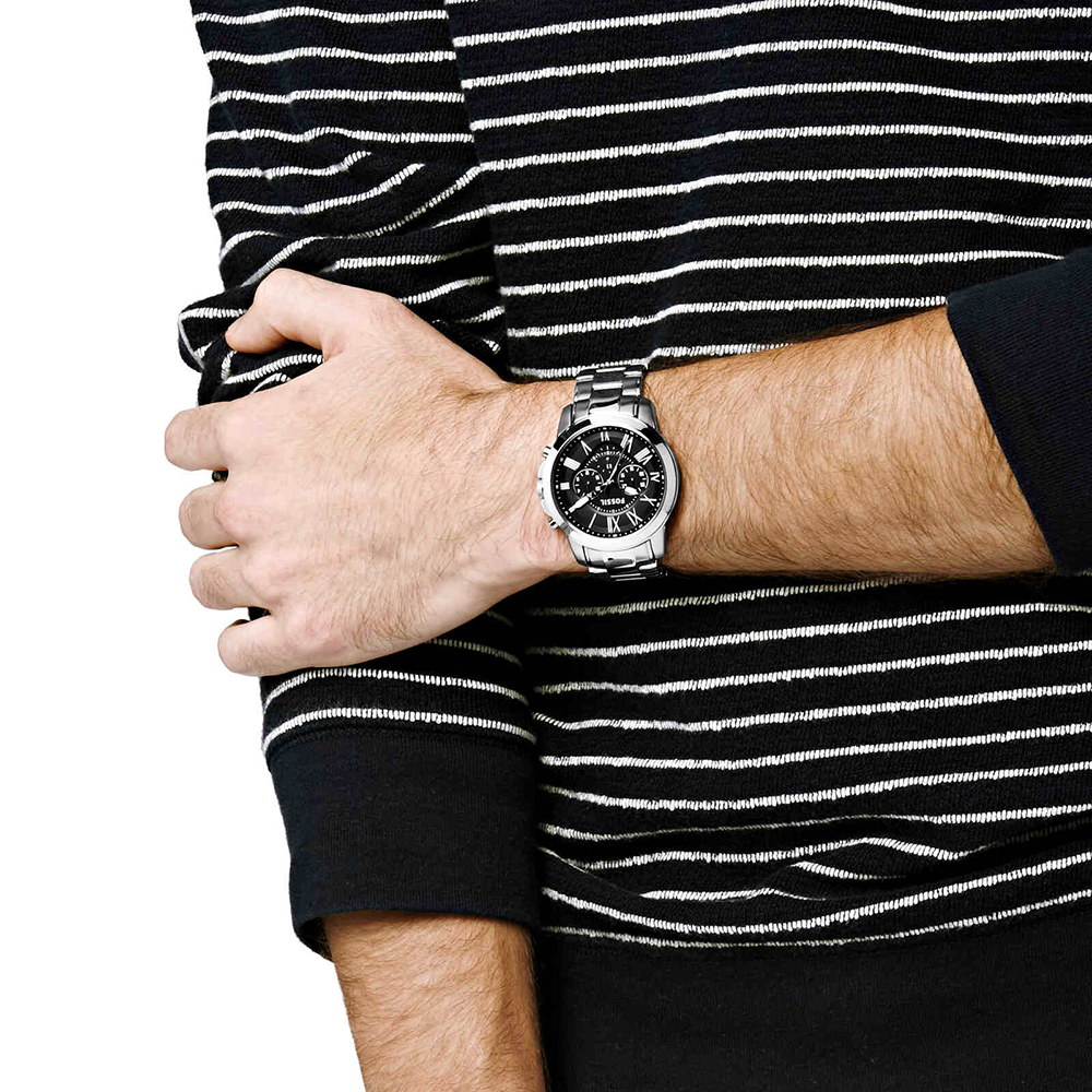 Fossil Men GRANT Black Chronograph Watch SKU-ID FS4736 Helios