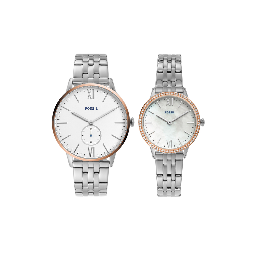 Buy Online Fossil Couple Round White Watches fs5562set at Best Price Helios Store