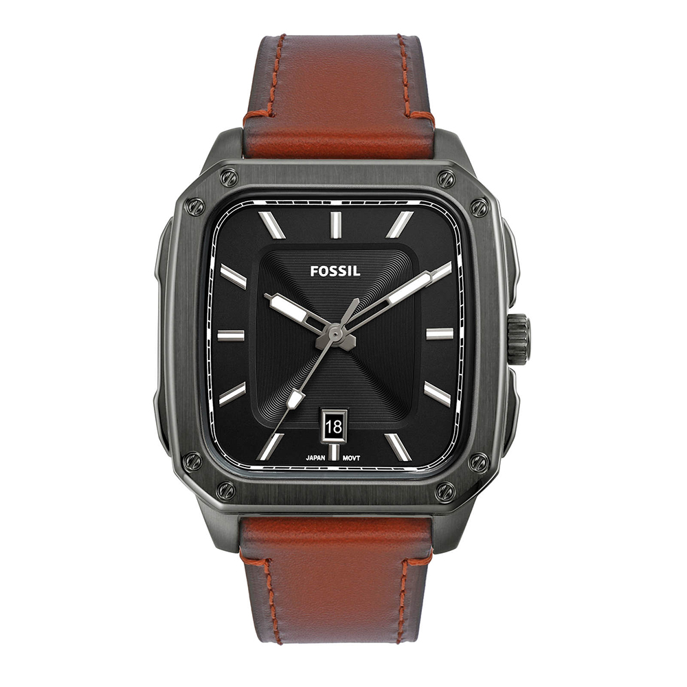 Fossil Men Inscription Square Black Watches