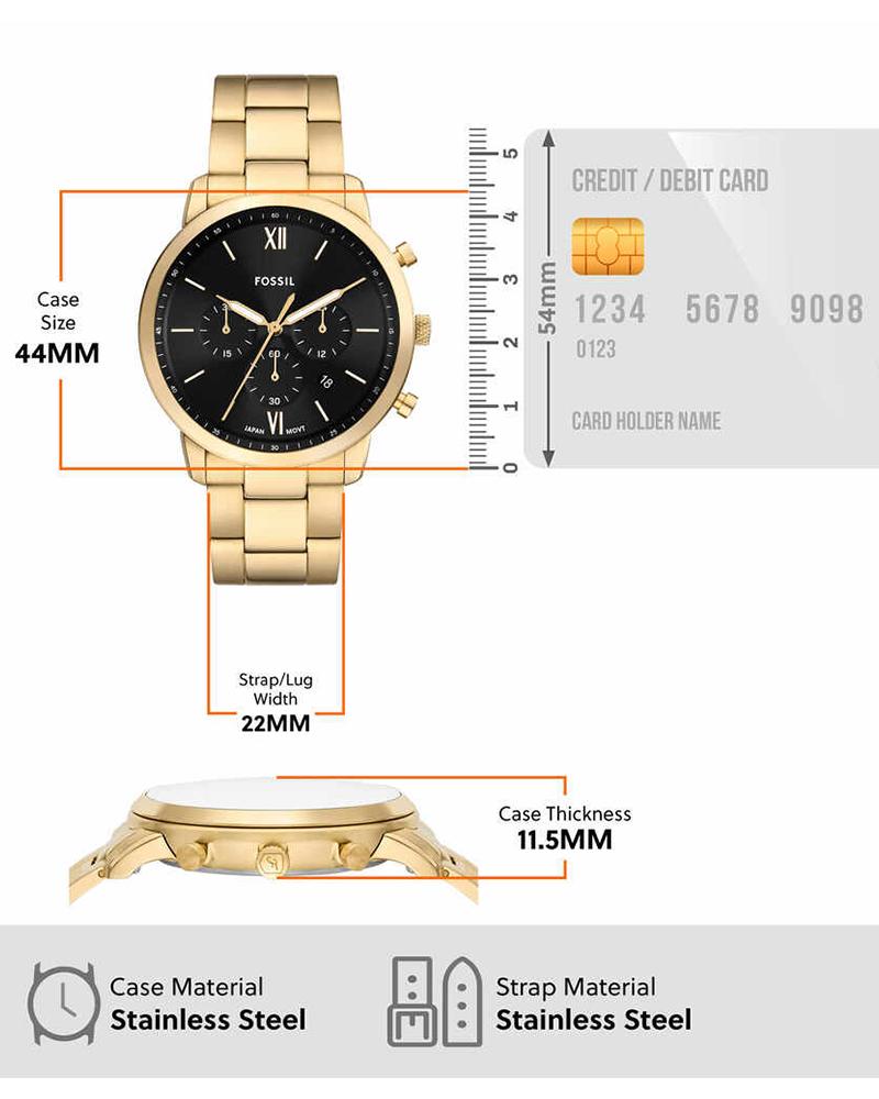 Fossil Men NEUTRA Black Chronograph Watch SKU-ID FS6093 | Helios
