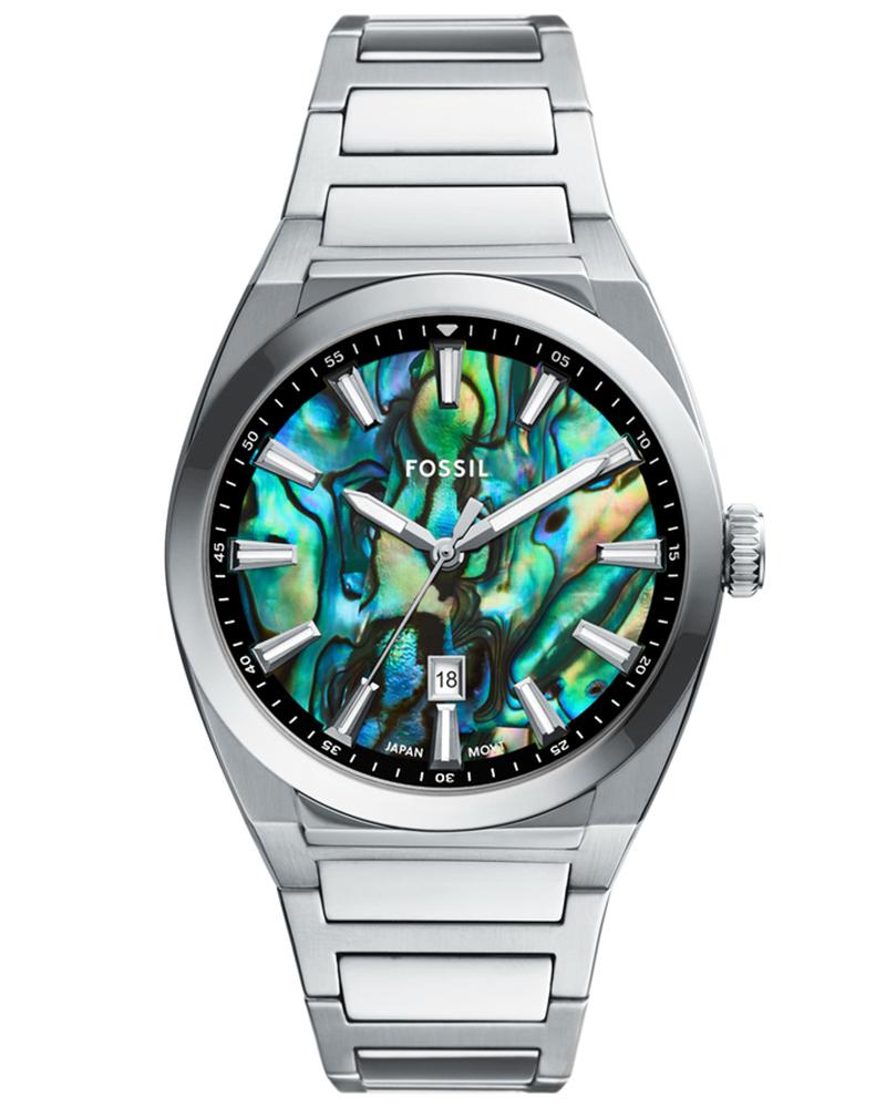 Everett Fossil Open Heart Fossil Everett 42 Mm Green Dial