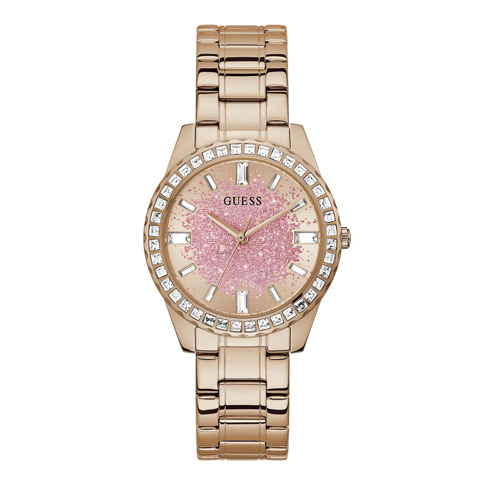 Guess Women Glitter burst Round Rose gold Watches