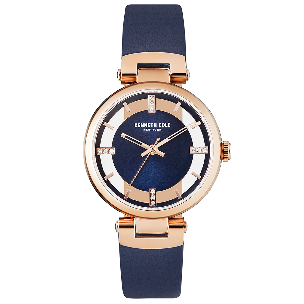 Kenneth Cole Women Transparency Round Blue Watches