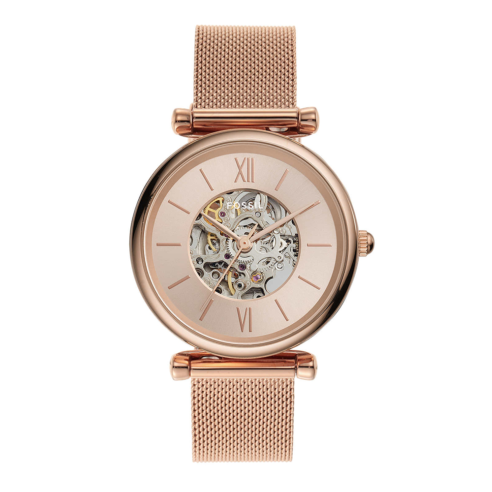 Fossil Women Carlie Round Rose Gold Watches