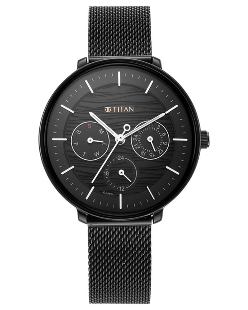 Titan Women Round Black Watches