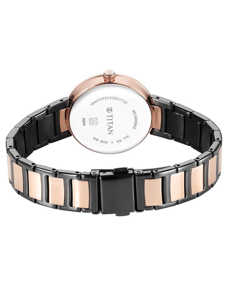 Rose Gold Titan Dual Tone Watch Buy Titan Round Women Watch
