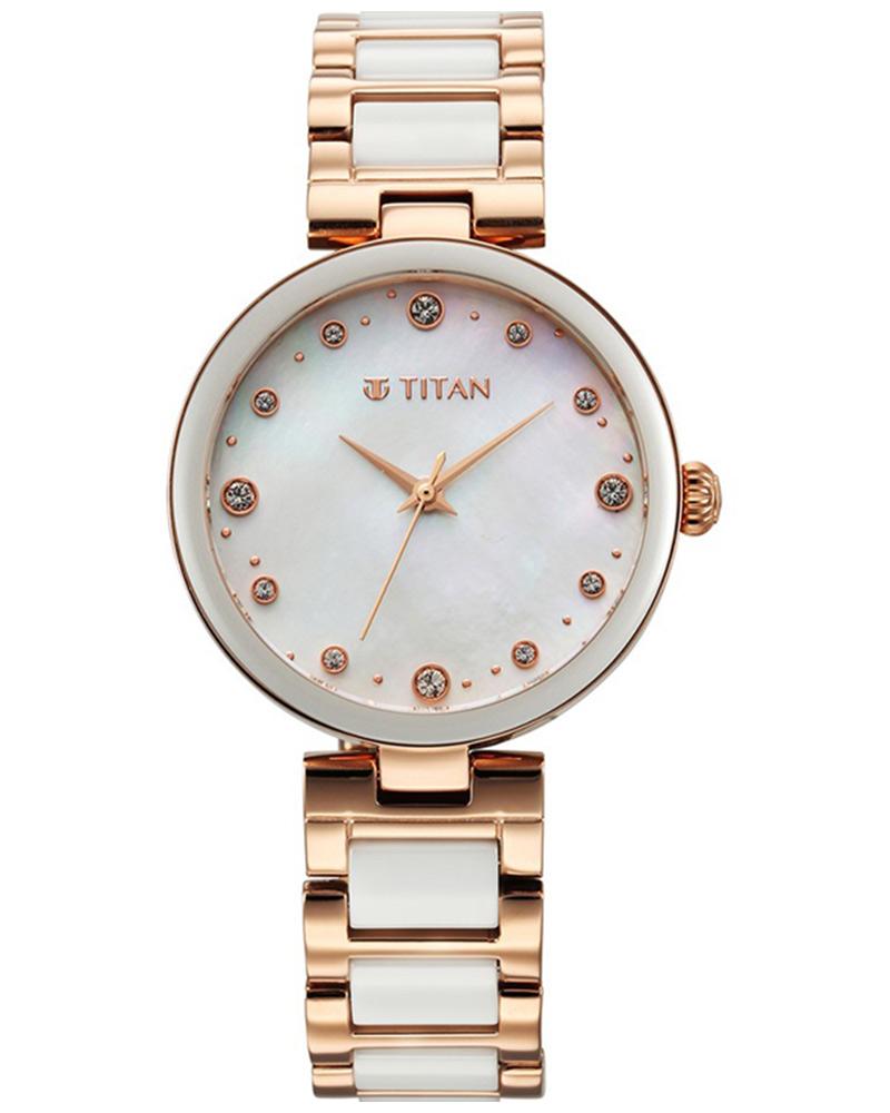 Titan Women PURPLE CERAMICS Mother of Pearl Analog Watch SKU-ID