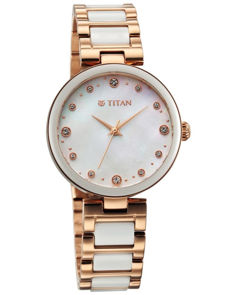 Titan Women PURPLE CERAMICS Mother of Pearl Analog Watch SKU-ID