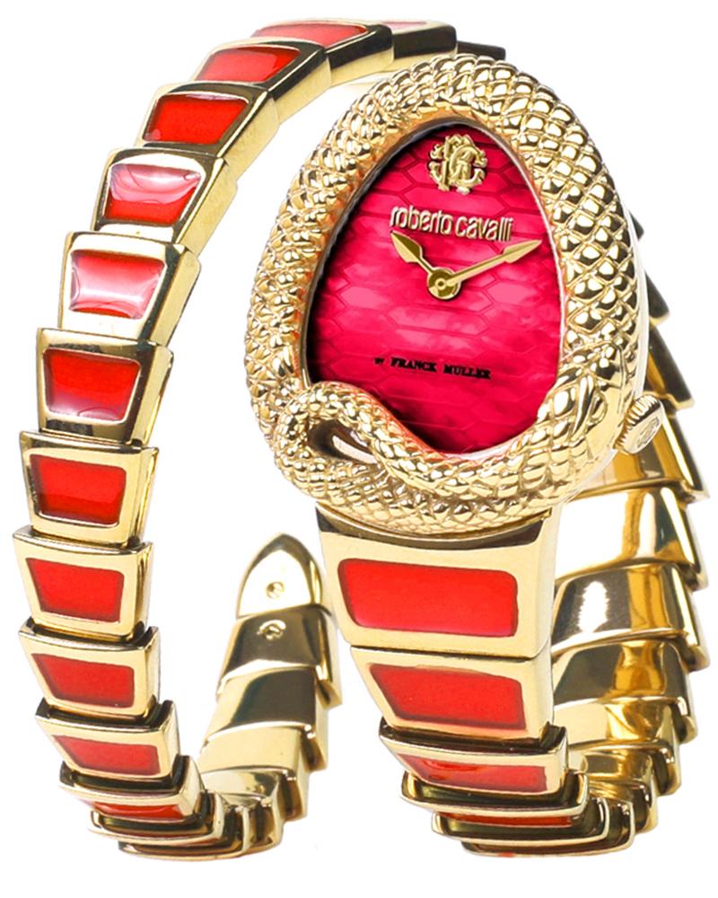 Roberto Cavalli Women RV1L141 Red Mother Of Pearl Analog Watch SKU